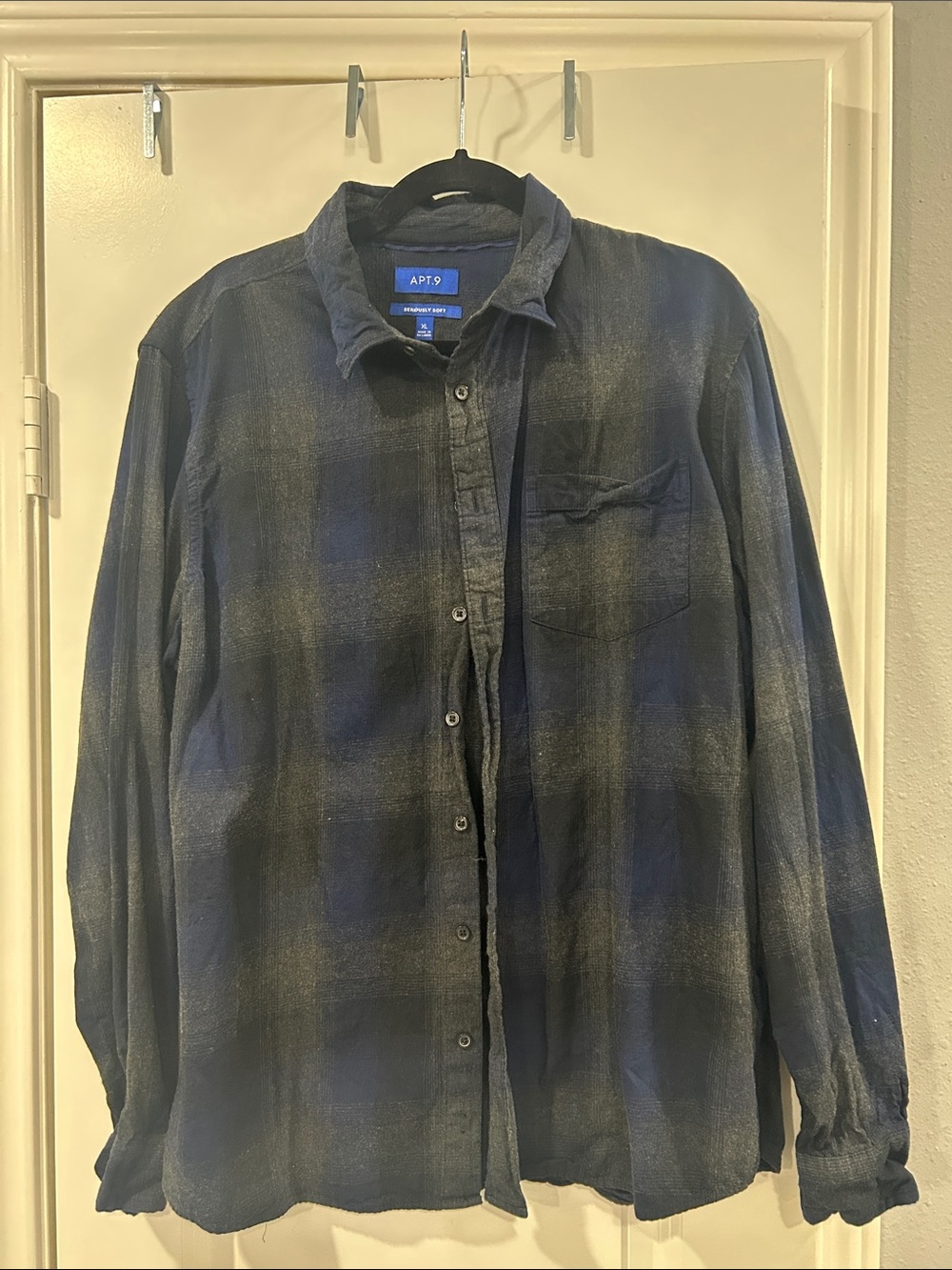 Apt. 9 Blue and Black Plaid Button-Down Shirt